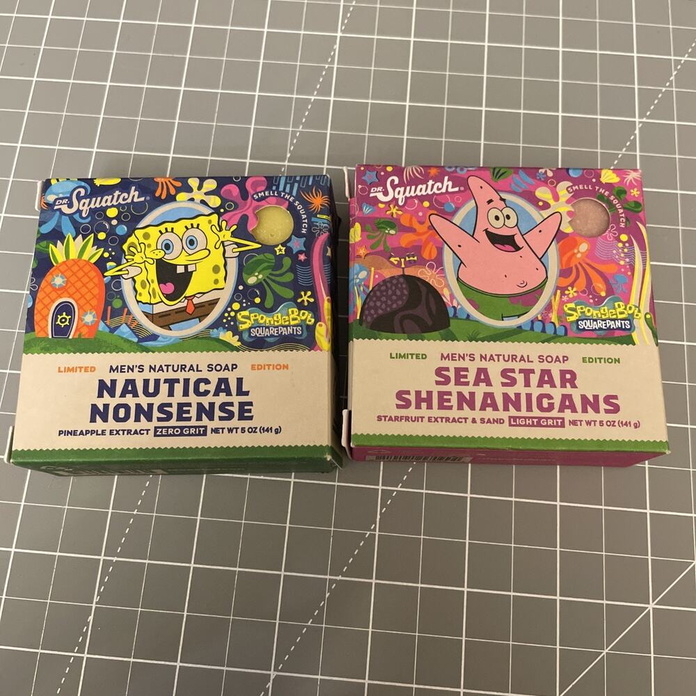 Dr. Squatch 2 Pack Bar Soap Sponge Bob Nautical Nonsense Sea Star Shenanigans